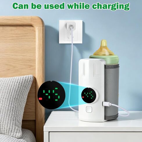 Portable Battery-Powered Baby Bottle Warmer with Temperature Display, Travel-Friendly Milk Warmer for On-the-Go Feeding in Kuwait