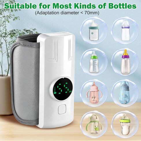 Portable Battery-Powered Baby Bottle Warmer with Temperature Display, Travel-Friendly Milk Warmer for On-the-Go Feeding in Kuwait