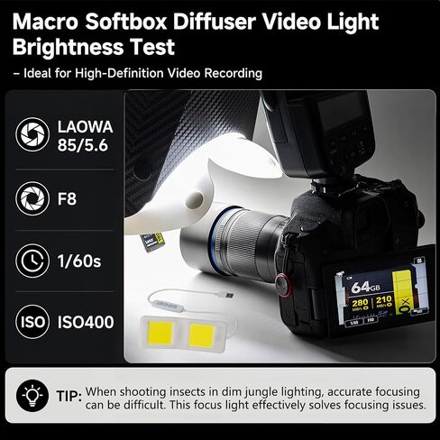 Macro Fill Light for Macro Flash Diffuser Softbox, 5V 10W LED White Diffuser Light, Portable Macro Photography Focus Assist Light for Insect Shooting and Close-Up Video in Saudi Arabia