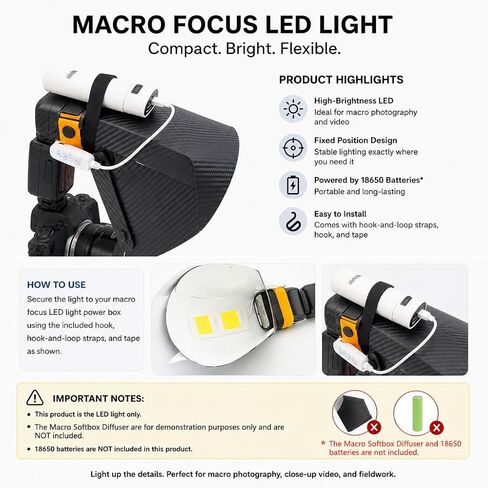 Macro Fill Light for Macro Flash Diffuser Softbox, 5V 10W LED White Diffuser Light, Portable Macro Photography Focus Assist Light for Insect Shooting and Close-Up Video in Saudi Arabia