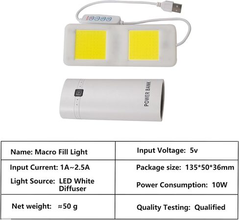 Macro Fill Light for Macro Flash Diffuser Softbox, 5V 10W LED White Diffuser Light, Portable Macro Photography Focus Assist Light for Insect Shooting and Close-Up Video in Saudi Arabia