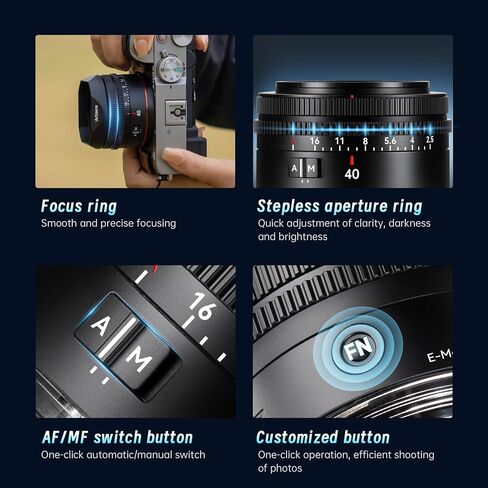 7artisans AutoFocus 40mm F2.5 Full Frame Lens,Support Automatic/Manual Compatible for Sony FX A1 A9 A7M A7R A7S A7C ZVE Series FX3,A9II,A7M2,A7S2 in Kuwait