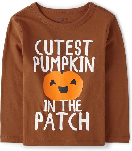 The Children's Place Unisex-Baby and Toddler Long Sleeve Fall Thanksgiving Graphic T-Shirt Cutest Pumpkin 5T in Kuwait