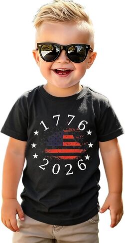 CM C&M WODRO Toddler Boy Girl 4th of July Shirt Kids USA 250th Anniversary 1776-2026 T-Shirt Patriotic American Flag Tee Tops in Kuwait