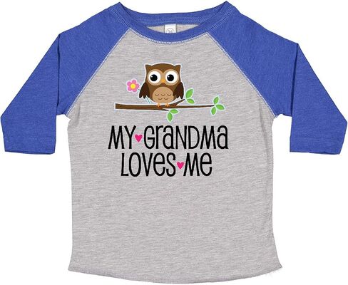 inktastic Grandma Loves Me Girls Owl Toddler T-Shirt in Kuwait