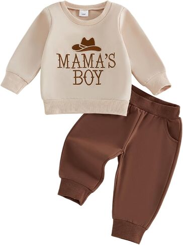 Toddler Baby Boy Fall Winter Clothes Letters Crewneck Sweatshirt Pants Sets | Toddler Baby Boy Fall Winter Clothes Letters Fish Embroidery Crewneck Sweatshirt Pants Sets Cute Baby Boy Outfits in Kuwait