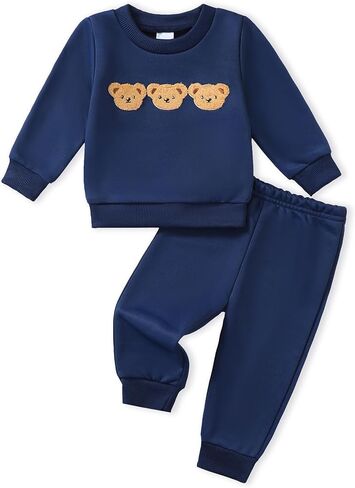 NZRVAWS Toddler Baby Boy Clothes Infant Fall Winter Outfit Long Sleeve Pant Top Set 2Pcs Sweatshirt 0 Month-3 Years in Saudi Arabia