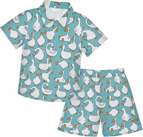 visesunny Stylish Toddler Boys Short Sleeve T-Shirt Beach Shirts Cartoon Soft Casual Shorts Set Summer Unisex for Kids 3T-10Y in Kuwait