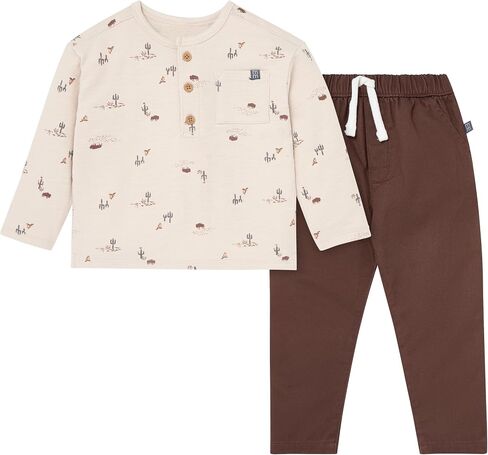 MODERNMOMENTS Baby Boys' And Toddler Henley Shirt With Corduroy Pant Set in Kuwait