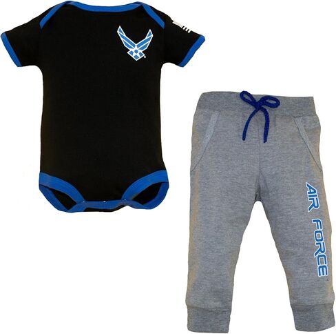 U.S.A.F. 2pc Baby Boys Air Force Bodysuit Pants Set Blue Gray (0-3 Months) in Kuwait