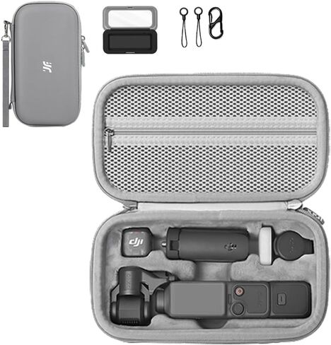 Carrying Case for DJI OSMO Pocket 4 Creator Combo Camera and Accessories, Pocket 4 PU Cover Hard Shell Travel Storage Case with Filter Organizer Case and Gimbal Clamp Anti-Lost Clip (Beige) in Kuwait