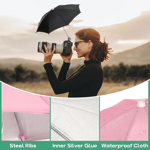 Generic Camera Umbrella, 10.6 Inch Sunshade Camera Hot Shoe Umbrella Protector Waterproof Rain Cover Protector, Pink in Kuwait
