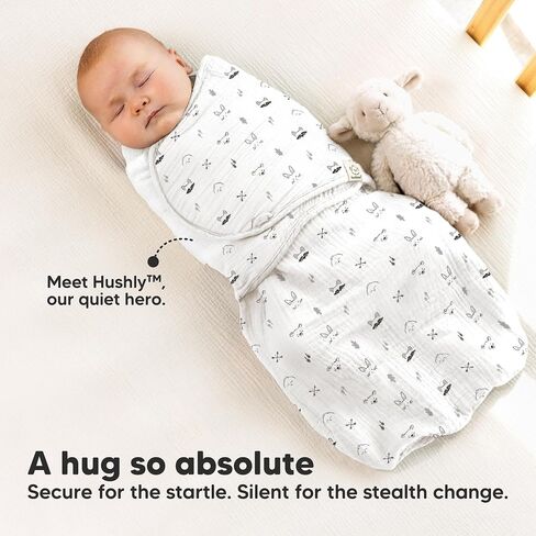 KeaBabies Muslin Baby Swaddles for Newborns, 3pk,100% Cotton (Nordic, L) | Organic Cotton Swaddles Sleep Sack 3-6 Months, Infant, Baby Girls, Boys, Soft Breathable Summer Swaddler, Easy Quiet Closure in Kuwait