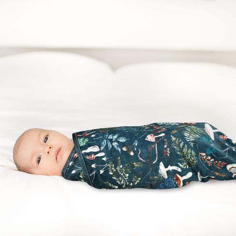 Baby Swaddle Blanket, Jersey Knitted Receiving Blanket for Boys and Girls, Soft Stretchy Double Layer Nursery Blankets, Mushroom in Kuwait