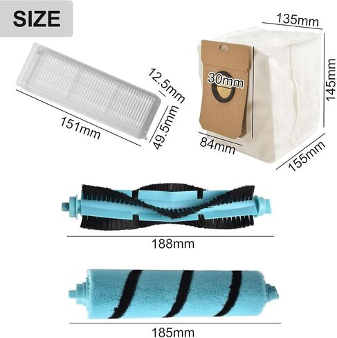 Replacement Kit for Cecotec for conga 11090 with Main Brush, Side Brushes, Filters, Mop Cloths and Bags for Efficient Home Cleaning(A) in Kuwait