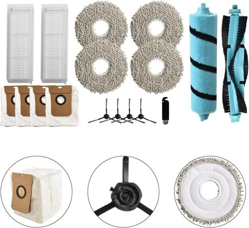 Replacement Kit for Cecotec for conga 11090 with Main Brush, Side Brushes, Filters, Mop Cloths and Bags for Efficient Home Cleaning(A) in Kuwait