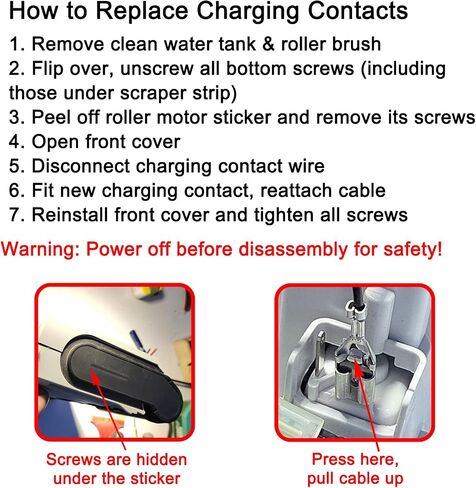 Replacement Charging Contact Component Compatible with Roborock F25 Series F25 (RT/GT/LT/ALT/ACE)/ F25 Ultra, Wet Dry Vacuum Cleaner Accessories Parts, Black Bottom Charger Terminal Assembly in Kuwait