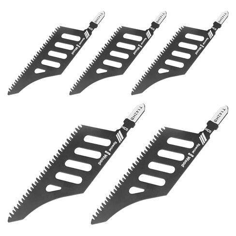 5Pcs T142HB Jigsaw Blades for Wood Plastics Cutting | 11 TPI, TShank High Carbon Steel Jigsaw Blade, Steel Construction, Black in Kuwait