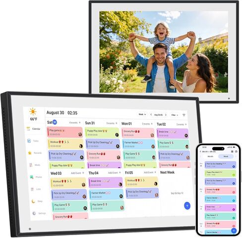 10.1 inch Digital Calendar & Chore Chart,Smart Touchscreen Interactive Display for Family Schedules, Wall & Desk Mountable, Digital Photo Frame Functon, Great for Organizing Your 2026 Calendar in Kuwait
