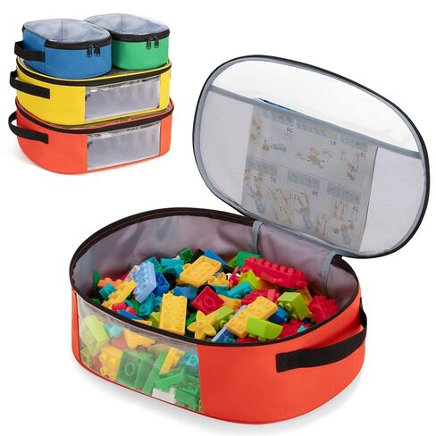 Rexmica 4-piece Toy Storage Organizer Bag Case for Building Blocks | Travel-friendly, Tag Label Holder, See-Through Top, for Building Toy/Dolls/Crafts/Car Toy/Magnetic Building Tiles, S/M/L in Kuwait