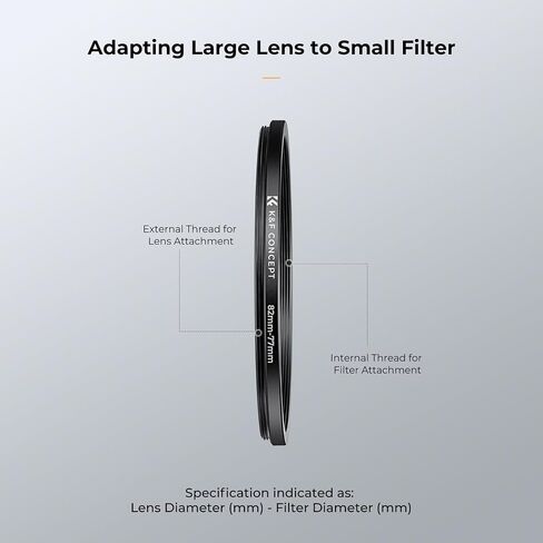 K&F CONCEPT 11 Pieces Metal Step Down Filter Adapter Rings Set | for Large Size Lens Add Small Size Filter 67-62mm 72-67mm 77-72mm 82-77mm for Camera Lens-FP709 in Kuwait