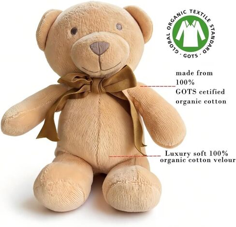 100% Organic Cotton Velour Teddy Bear for Baby Boy & Girl, Toddler Kids | GOTS Certified Eco-Friendly Clothes | Luxury Soft, Breathable & Comfortable Outfit in Kuwait