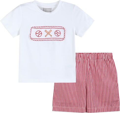 Lil cactus Boys Smocked or Applique Shirt and Shorts 2pc. Set in Kuwait