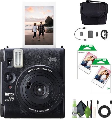 FUJIFILM INSTAX Mini 99 Instant Camera 40-Sheet Bag Bundle | For Parties, Events & Instant Photos | Includes Cleaning Kit in Kuwait