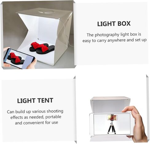 Toddmomy Portable Photography Light Box 30cm LED Photo Tent with Black and White Backdrops, Foldable Small Photo Studio for Product Photography and Small Business Supplies in Kuwait