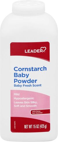 LEADER Cornstarch Baby Powder, Naturally Derived Cornstarch Aloe & Vitamin E, Hypoallergenic, Leaves Skin Silky, Soft and Smooth, Baby Fresh Scent, 15 Ounce in Kuwait