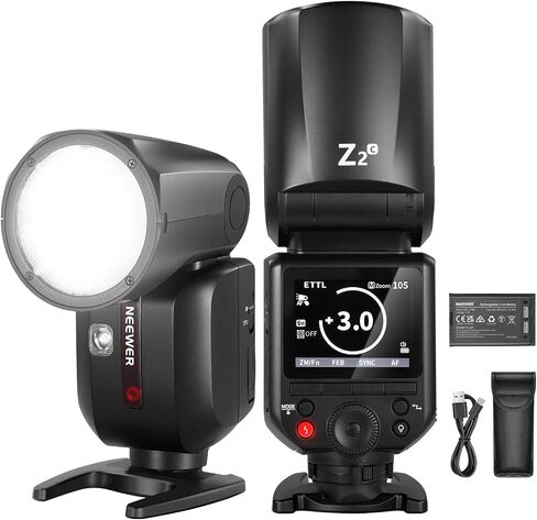 NEEWER Z2-F 2.4G TTL Round Head Camera Flash Speedlite Compatible with Fujifilm, 76Ws 1/8000s HSS Flash Upgraded UI, 2 Modeling Lamps TTL/M Quick TCM Switch 7.2V/3000mAh Battery 600 Full Power Flash in Saudi Arabia