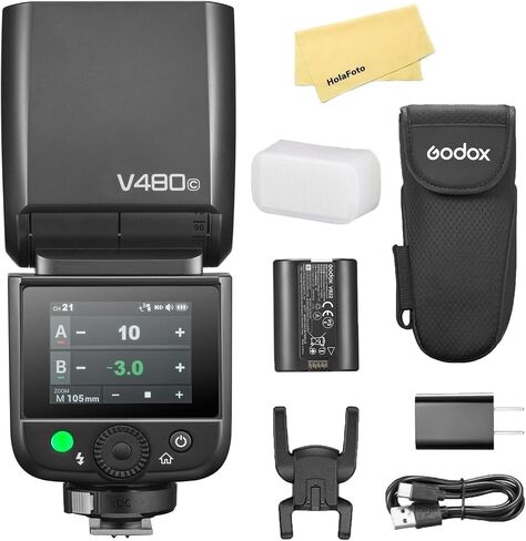 Godox V480O TTL Camera Flash for Olympus Camera Flash Speedlite Speedlight Light,GN50,2.4G HSS 1/8000s,650 Full-Power Flashes,1.7s Recycle Time,10 Levels LED Modeling Lamp in Kuwait