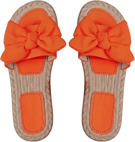 RoseSeek Women's Bow Woven Sandals Lightweight Braided Open Toe Flip Flops | Bow Sandals for Women, Bow Flip Flops for Women, Sandals Women Comfortable, Slides, Womens Beach Shoes in Kuwait