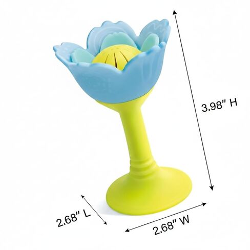 Hape Rattle & Teether Toy for Babies, BPA-Free Food Grade Silicone Flower Teether with Suction Cup Base & Soft Rattle Sound, Infant Sensory & Fine Motor Skills Development in Kuwait