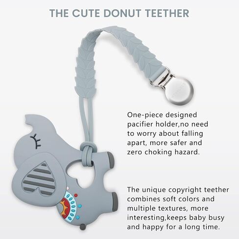 Teething Toys for Babies, Baby Teethers with Clip | Silicone Baby Teether Toys for Boys and Girls Infant Teething Relief for Teething Elephant Shape, Gray in Kuwait