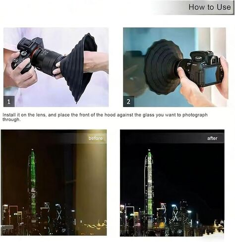 Generic Collapsible Silicone Lens Hood, Universal Anti Reflective Cover for 70-90mm Lens, Foldable Camera Shade for Window Photography in Kuwait