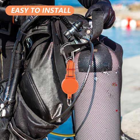 NUOBESTY Orange Retractable Dive Stretch Lanyard for Scuba Diving Flashlight, Anti-Loss and Seawater Proof Pom and Stainless Steel Diving Gear Accessory for Recreational Scuba Activities in Kuwait