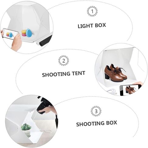 COHEALI Portable Mini Folding Light Box Tent with LED Lighting, 20cm Small Photo Studio Softbox with 4 Color Backdrops for Product Photography and Travel in Kuwait