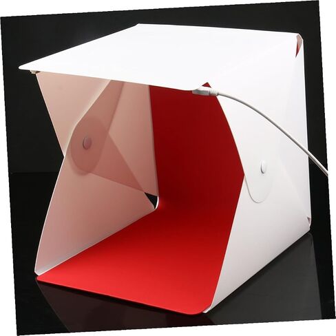 COHEALI Portable Mini Folding Light Box Tent with LED Lighting, 20cm Small Photo Studio Softbox with 4 Color Backdrops for Product Photography and Travel in Kuwait