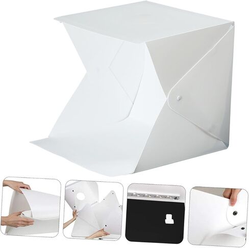 COHEALI 20cm Mini LED Light Box Kit Portable Folding Photo Light Tent with Dual LED Strips and Two Backdrops for Product Photography in Kuwait
