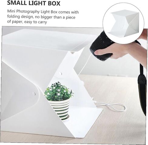 COHEALI 20cm Mini LED Light Box Kit Portable Folding Photo Light Tent with Dual LED Strips and Two Backdrops for Product Photography in Kuwait