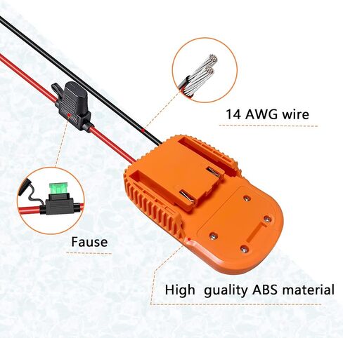 EID 2 Packs Power Wheels Adapter for Ridgid Battery 18V AEG Hyper Battery Dock Power Connector with 14AW Wire and Fuse for DIY Use, Adapter for RC Toy (Adaptor Only) in Kuwait