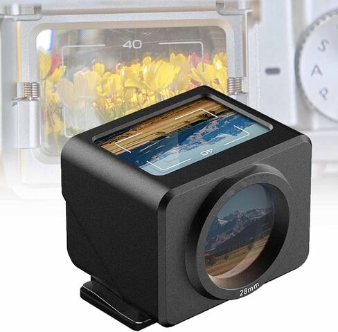 28mm Optical Camera External Viewfinder, Camera Waist Level Viewfinder with Removable Lens Hood, for Portrait Street Shooting (Black) in Kuwait