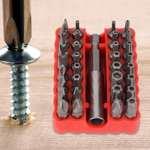 33 in 1 Bit Set, Chrome Steel Bits with and Plastic Storage Box, for Electric Tool and Hand Screwdrivers in Kuwait