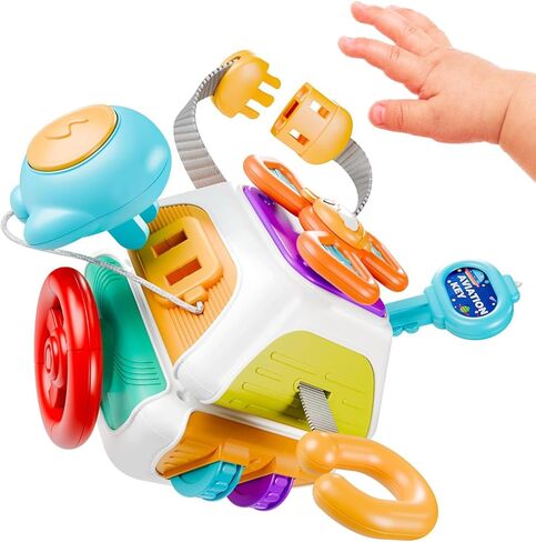 Busy Cube for Toddlers 2-3, Montessori Sensory Activities Busy Board Baby Gifts Infant Boys Girls Travel Toys Educational Learning in Kuwait