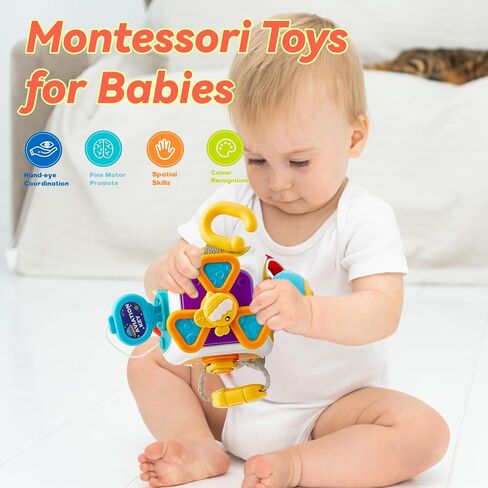 Busy Cube for Toddlers 2-3, Montessori Sensory Activities Busy Board Baby Gifts Infant Boys Girls Travel Toys Educational Learning in Kuwait