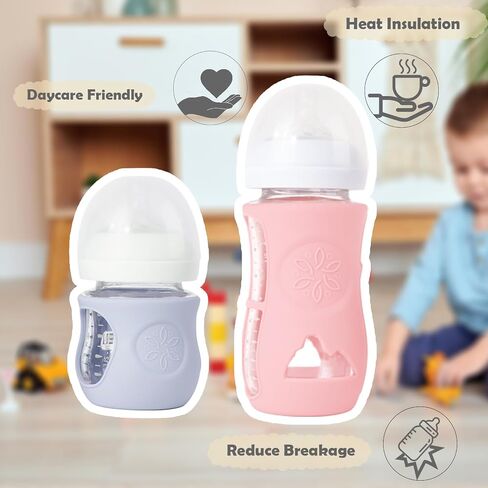 3 Pack Silicone Sleeve for Avent Natural Glass Baby Bottles, Compatible Philips Avent Glass Natural Baby Bottle 4oz in Kuwait