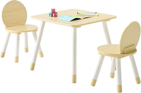 VEVOR Kids Table and Chairs, Toddler Table and Chair Set, Children Wooden Multi-Activity Table for Play, Art, Craft, Reading, Learning, Eating, 1 Table and 2 Chairs in Kuwait