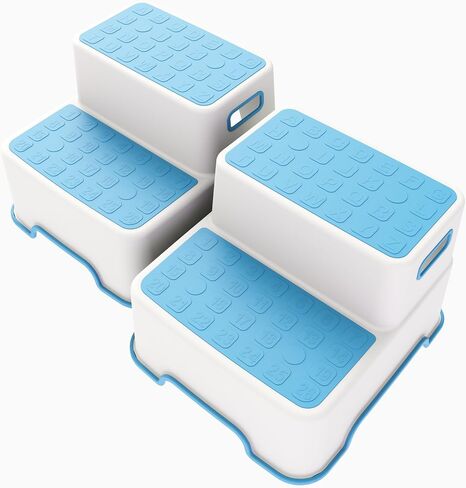 Toddler Step Stool for Bathroom Sink, 2 Pack Step Stool for Kids | Plastic Potty Training Toilet Stepping Stools, Child and Baby Lightweight&No-Slip Two Step Stools for Kitchen - Pink in Kuwait