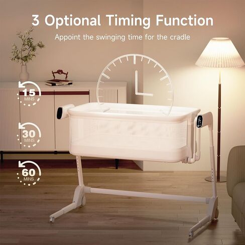 Maydolly Baby Bassinet, Smart Crib, Automatic Cry Detection and Response, Rocking Bassinet for Baby, 7 Height Adjustable with Mattress for Newborns (White) | Cry Detection in Kuwait